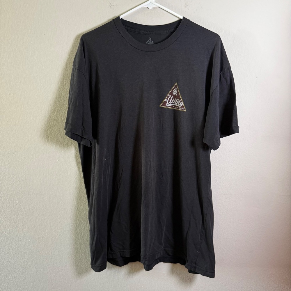 Utility Board Shop Men Black Graphic T-Shirt XL‎ Short Sleeve Skate USA Made